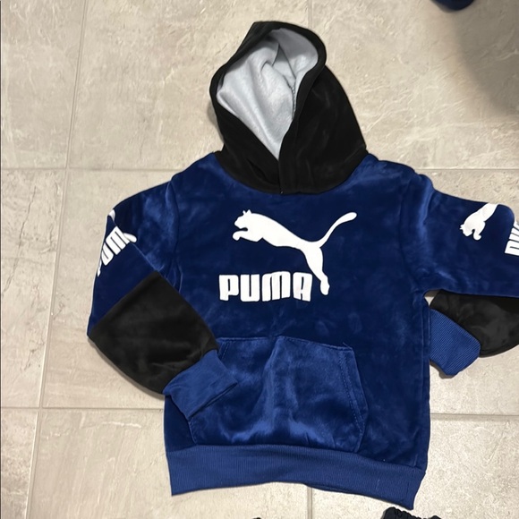 Puma Kids Black and Blue Velour Set - Picture 2 of 4